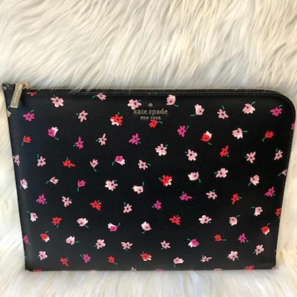 Kate Spade Black w/ Floral Laptop Sleeve
